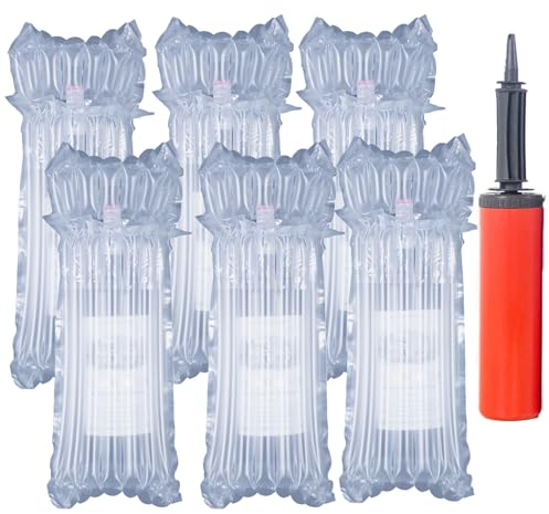 ATB-Foger 15pcs Inflatable Wine Bottle Protector Bottle Bubble Wrap Bags And Air Pump Inflatable Air Column Bags For Airplane Travel Transport Safety Shipping