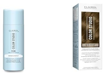 Clairol Professional Color Studio Haarfärbe-Set – Haarserum zur Vorbeugung von Schäden beim Haare färben (50 ml) + Haarfarbe Dunkelblond 6/0 (110 ml) – mit Metal-Purifier für 6 x weniger Haarbruch
