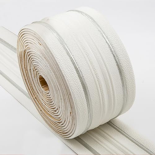 Jodimitty Wallpaper Borders Self Adhesive 9.2mx14cm XPE Skirting Board Yin Yang Style Border, Waterproof Anti-Collision Line Border Roll Wall Trim for Corner Line Ceiling Border (White, Grey Line)