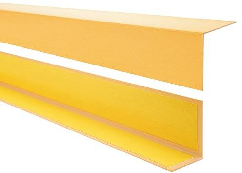 QUEST Cornière PVC Rigide Autoadhésive – Baguette d’Angle de Protection en PVC Dur pour Mur et Rebord – Profilé de Coin, 20x20mm, 100cm, doré