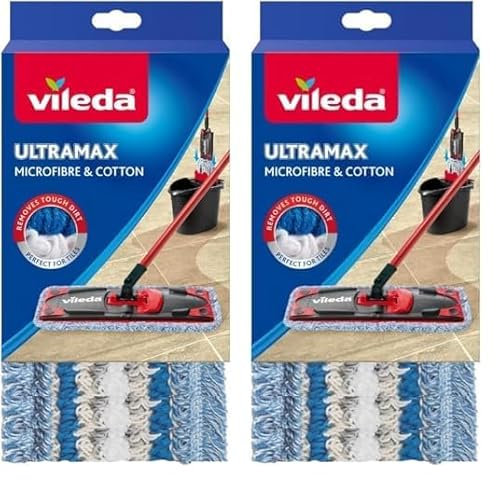 Vileda Recharge Ultramax Micro&Cotton, Paquet de 1, pour Les sols carrelés (Lot de 2)