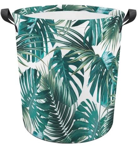 JZemdybill Laundry Hamper, Palm Leaf And Monstera Laundry Basket, Washing Basket with Handle