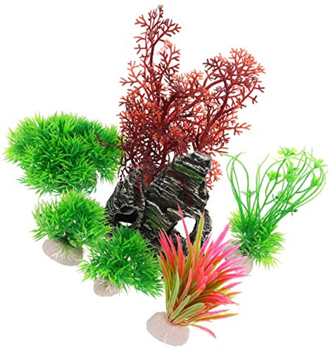 BESPORTBLE 1 Set Künstliche Wasserpflanzen Tank Teich Dekoration Farn Fische Lebende Schüssel Aqua Zubehör Set Automatische Halterung Heizung Futterspender Netz Töpfe Ornament
