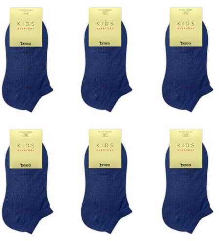 Prisco Calze Bambino Bambina Pariscarpa in Cotone Filo di Scozia, Calzini Fantasmini Ragazzo Ragazza per Scuola e Tempo Libero, 6 Paia (BLU, 23-28)