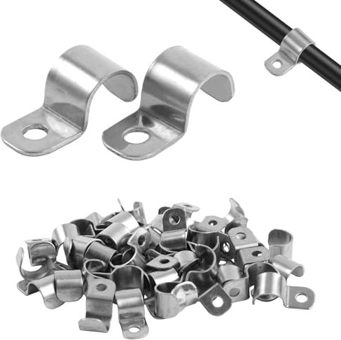50 Pièces Fixation Grillage Rigide sur Mur en Métal Galvanisé Fixation Grillage Rigide Professionnels Ø 9-11mm Résistant à la Corrosion Épaisseur Renforcée Pour Câbles Électriques et Tuyauteries