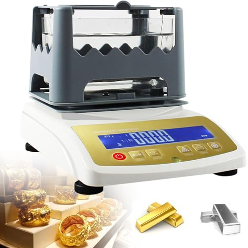 Goldreinheitsgehalt-Tester, digitales Golddichtemessgerät, Edelmetall-Goldreinheitsanalysator-Messgerät mit Maximalgewicht 1200 g, Auflösung 0,0001 g/cm³,MDJ-600K