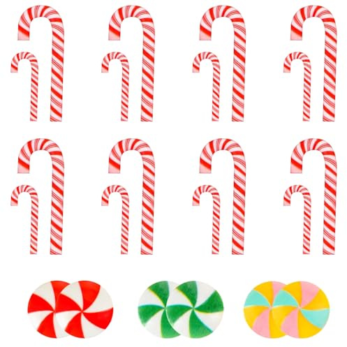 Mini Zuckerstangen Weihnachten Deko, Weihnachtsbonbon Künstliche Süßigkeiten, Hängende Zuckerstanges Weihnachtsbaum, Kleine DIY Süßigkeitens für Weihnachtsfeier Girlanden Baumschmuck (Set D-50pcs)