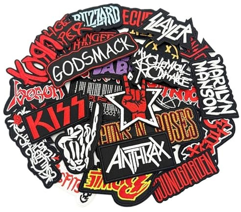 25pcs Rock Band Embroidered Iron-On Patches - Music Themed DIY Stripes for Jackets and Clothing