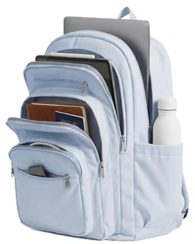 WEPOET Rucksack Damen Herren, Schulrucksack Groß mit Vielen Fächern, Waterproof Rucksack Leicht für Schule, Schulrucksack Teenager Daypacks Backpack für Jungen Mädchen, Blau