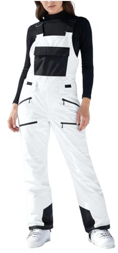 Skihose Damen wasserdichte Skianzüge Professionelle Schneehose W.inddichte Warme Wanderhose Snowboard Hosenträgerhose Winter Outdoor Regenhose Softshellhose mit abnehmbaren Trägern Overall