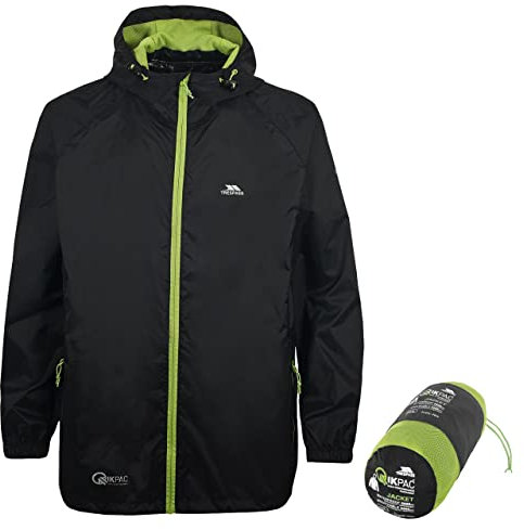 Trespass Unisex Qikpac Jacket Kompakt Zusammenrollbare Wasserdichte Regenjacke, Schwarz (Black), 4XL EU