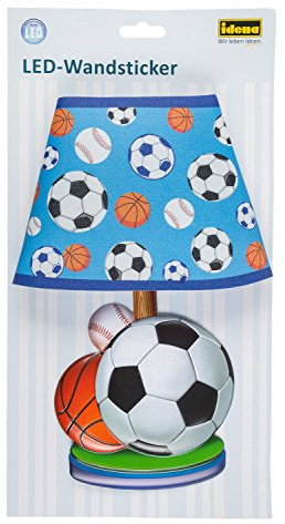 Idena 31255 - LED Wandsticker Lampe Fußball, mit Lichtsensor, ca. 31 x 18 cm, ideal als Nachtlicht für das Kinderzimmer