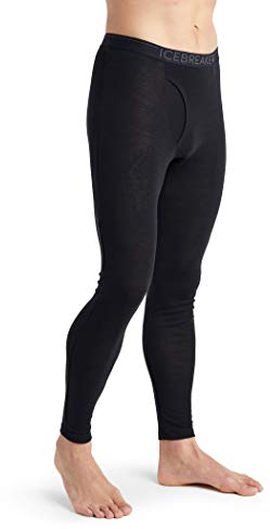 Icebreaker 100% Merinowolle Herren Base Layer - Everyday Leggings mit Eingriff - 175 Ultralight Fabric | Merino Unterwäsche | Thermo Unterwäsche Männer Winter | Thermounterwäsche - Schwarz, XL