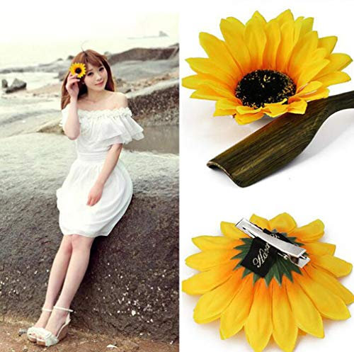 Haarklammern mit Sonnenblume, Krokodilklemme, Haarstyling-Zubehör für Damen, Mädchen, Party, Strand, Urlaub, Hochzeit, Dekoration, 6 Stück