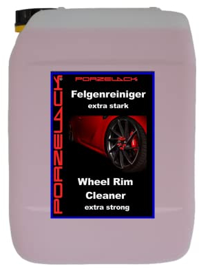 Porzelack® Felgenreiniger extra stark 5 Liter für Auto & Motorrad - Felgenpflege-Reinigungsmittel sehr stark & materialschonend - Vom Hersteller aus Deutschland