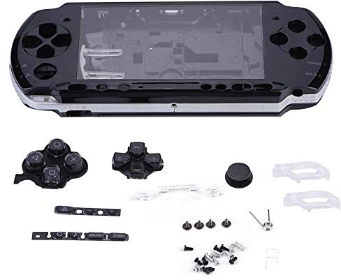 Diyeeni Ersatz Gehäuse für PSP 3000, Solide Schützende Gmae Case Button Cover, Anti-Rutsch Funktion Haltbare PC Material Full Housing Reparatur Mod Case 4 Farben(Schwarz)