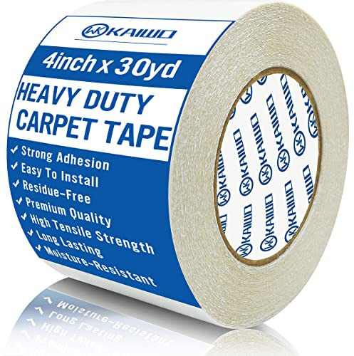 KAIWO Heavy Duty Carpet Tape Double Sided 4 INx30YD Rug Tape for Area Rugs on Carpet, Perfect Rug Gripper for Holding Area Rugs, Hardwood Floors, Outdoor Rugs, Stair Treads, White.