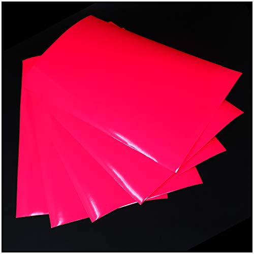 Din A4 Bogen Bastelfolie Selbstklebend Künstlerfolie Plotterfolie Plottfolie Folie Basteln (Neon Pink, 5er Set Din A4 Bögen)