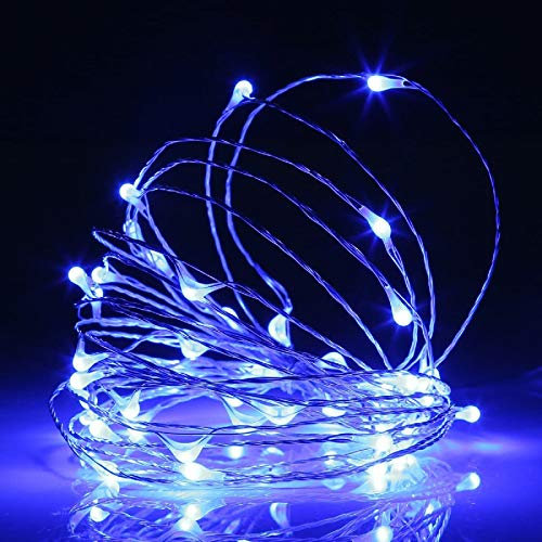 ANGMLN 2 Pack Fairy String Lights Battery Operated 3M 30LED Copper Wire Firefly Small led Lights Starry String Lights DIY Wedding Party Jars Home Garden Indoor Outdoor Decor (Blue)