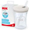 NUK Action Cup taza para niños | +12 meses | Pajita blanda de accionamiento por giro | A prueba de fugas | Sin BPA | 230 ml | Gris y blanco | 1 unidad
