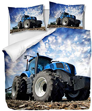 OliveSleep Blaue Traktoren Bettbezug Set einzelne Größe, Quilt Cover Set dekorative 2 Stück Bettwäsche Set mit 1 Kissenbezug, (Mehrfabig 6, Einzelbett)
