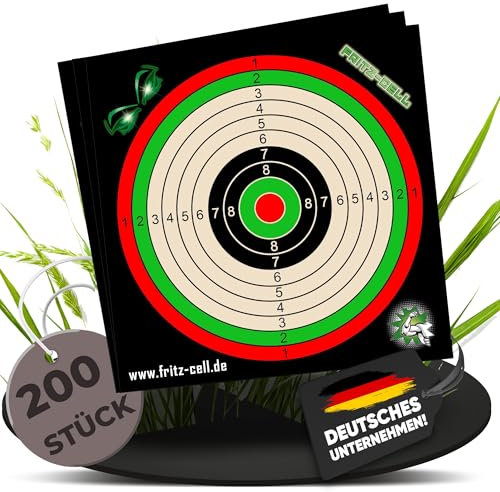 fritz-cell 200 Zielscheiben 14x14cm für Luftgewehr Luftpistole Airsoft und Kugelfang…