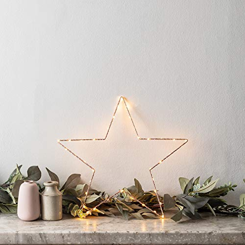Lights4fun 3x Osby Sterne Rose Gold 40 Micro LEDs 36cm Batteriebetrieb Timer Leuchtsterne Kinderzimmer