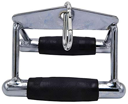 Deluxe LAT Pull Down Bar, Strength Training Deluxe Single Double D Handle Tricep Rope, V-Shaped Rotating Straight Press Down Bar for Weight Workout, Cable Machine Accessories (Rubber)