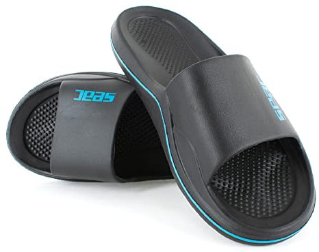 SEAC CAYA, Sandales avec Bande pour la Plage et la Piscine, Noir/Bleu, 39