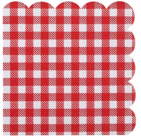 SANTEX 7271-7, Sachet de 20 Serviettes A la Campagne Vichy Rouge