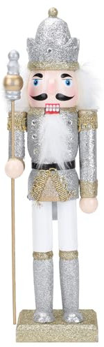 Wooden Nutcracker Figurine for Christmas Party - Silver