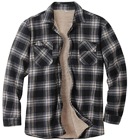 Minetom Chemises Homme en Flanelle Chemises À Carreaux Manches Longues Chemise Chaude De Bucheron Bouton Chemise Sherp Veste A Marin M