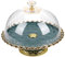 1 ensemble cloche cloche en verre avec base en céramique pour dessert, dessert, amuse-bouche, avec pour anniversaire, fête de mariage - Blanc