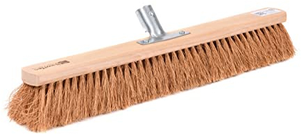 BawiTec Kokosbesen 40cm Breit mit stabilem Metall-Stielhalter 24mm Durchmesser verschraubt Kehrbesen Naturfaser Besen ohne Stiel Kokos Borsten Kokosborsten braun Buchenholz