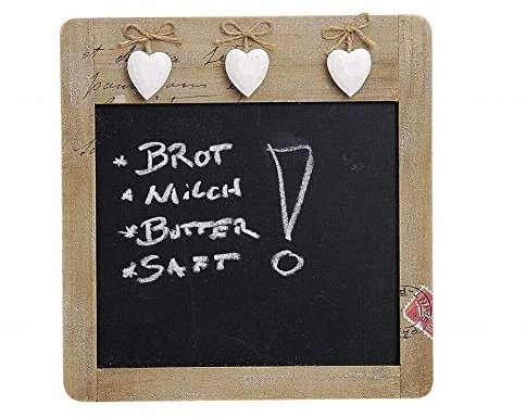 mitienda mit Liebe gemacht Memotafel aus Holz zum Hängen 3 Herzen, Kreidetafel, Tafel, Schreibbrett, Handmade