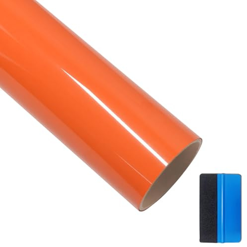 NewL High Gloss Orange Vinyl Wrap Self Adhesive Air Release Bubble Outdoor Rated for Automotive Use (30cm x 150cm)