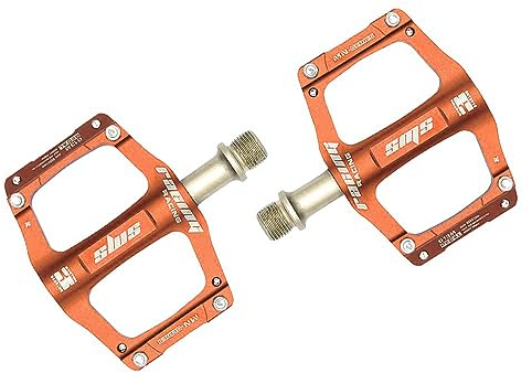 CMUNDLJQ 9/16 Zoll Ultra Light Aluminium Trekking Rennrad Fahrrad Mountainbike Pedale BMX Fahrradpedale Anti-Rutschpedale 013M (Orange)