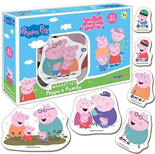 magdum Peppa Wutz Spielzeug Peppa und Familie - 21 GROßE Magnete Kinder für Magnettafel - Peppa Pig Spielzeug Kühlschrankmagnete Kinder - Magnete kühlschrank Kinder - Magnet Spielzeug Kinder Pepawuzt