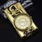 Luxus Feuerzeug aus Metall in Gold/Silber. Drache mit Uhr (Drache in Gold)