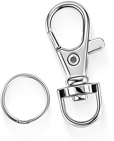 30 Stück drehbare Karabinerverschlüsse, Lanyard Karabinerhaken Karabinerverschluss Schlüsselketten-Clip, Large, 30pcs (groß) Silber