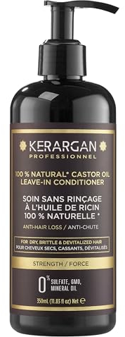 Kerargan - Rizinusöl-Spülung gegen Haarausfall - Feuchtigkeit und Nährstoffe für trockenes Haar - Angereichert mit Aloe Vera - Ohne Sulfate, GVO, Mineralöl - 350 ml