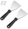 Herogo 2 Pieces Griddle Scraper Set, Stainless Steel Grill Scraper with Black Plastic Handle for BBQ, Burger, Steak, Kitchen, for Grilling teppanyaki Meat, Cleaning The Grill pan, Dishwahser Safe