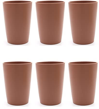 Magu 6 Nachhaltiger Biopolymer Becher (6 Farben) Farbe: terracotta 100% Erdölfrei | Robust und Nachhaltig | Kunststoff Trinkbecher oder Zahnputzbecher | 6er Set terrakotta