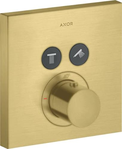 hansgrohe AXOR Starck ShowerSelect Square Thermostat Unterputz für 2 Verbraucher, 36715950, Farbe: Brushed Brass