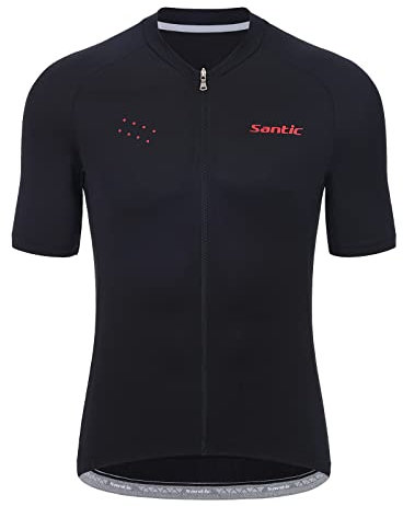 Santic Radtrikot Herren Kurzarm Fahrradtrikot Fahrradbekleidung T Shirt für Männer Schwarz EU XXL