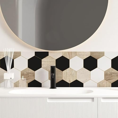 99 Déco - Crédence Salle de Bain PVC 140x30 cm | Effet Bois, Carreaux Ciment