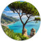 Wallario rundes Outdoor-Poster für Garten oder Balkon Italienische Küste, Motivbanner 90 cm Durchmesser