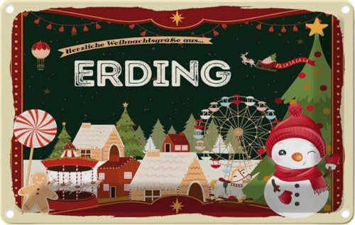 vianmo Blechschild 20x30 cm Weihnachten ERDING Deko Geschenk Metall Schild