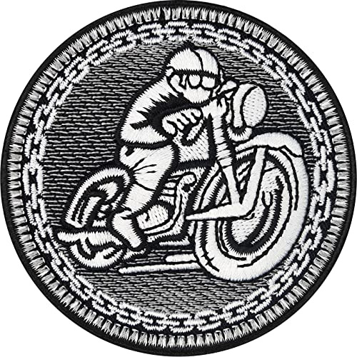 Biker Patches Aufnäher Vintage Motorrad Aufbügler Patch zum aufbügeln/aufnähen | Biker Bild Applikation für alle Stoffe | Motorrad Zubehör Accessoires | 75x75mm