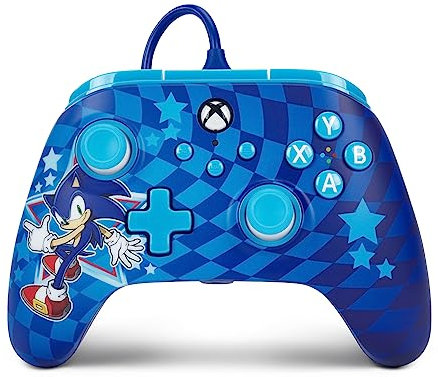PowerA Advantage Manette Filaire pour Xbox Series X|S, Manette de Jeu, Manette de Jeu vidéo Filaire, Manette Gaming, USB-C, Fonctionne avec Xbox One, sous Licence Officielle - Style Sonic